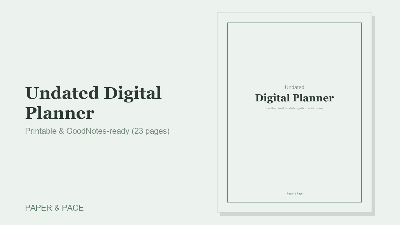 Undated Digital Planner — Printable & GoodNotes-ready (23 pages)